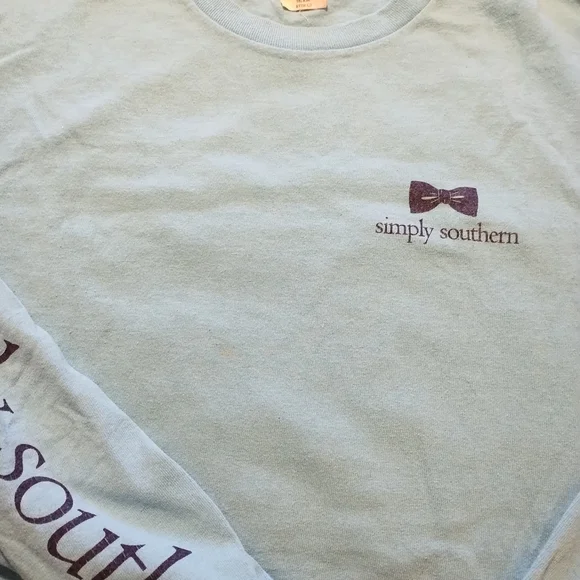 🎈3/$15 Bundle 🎈Simply Southern Teal Tee with Pink Owl Design - Picture 3 of 3